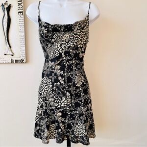 Intimately Free People Forever Fields Floral Cowl Neck Black Mini Dress Size XS